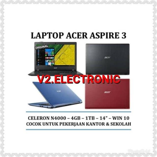 Laptop Acer A314-32 Intel N4000 | RAM 4GB | HDD 1TB | Win10