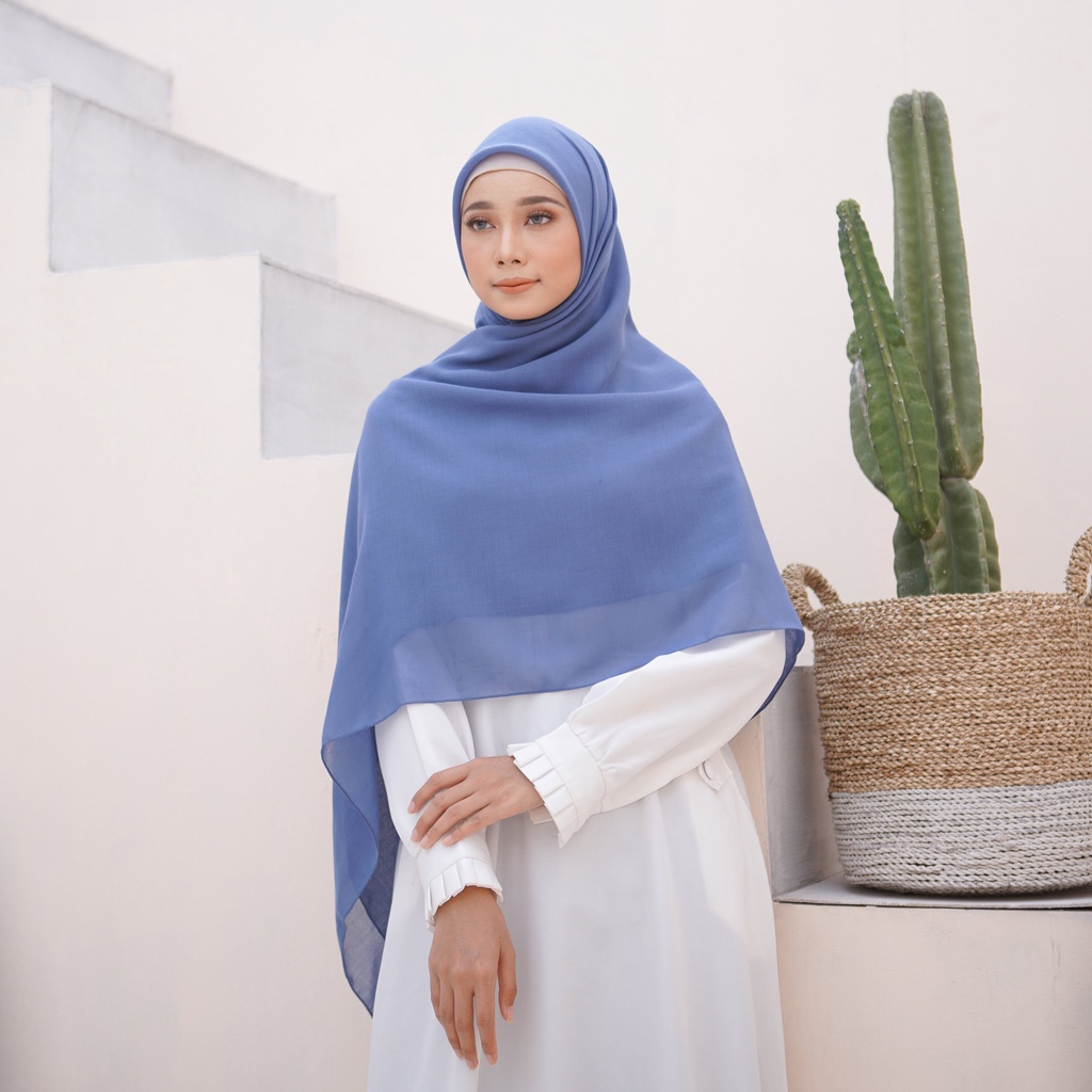 Lozy Hijab - [Defect] Mima Square Syari ( Hijab Segiempat Voal )-Denim