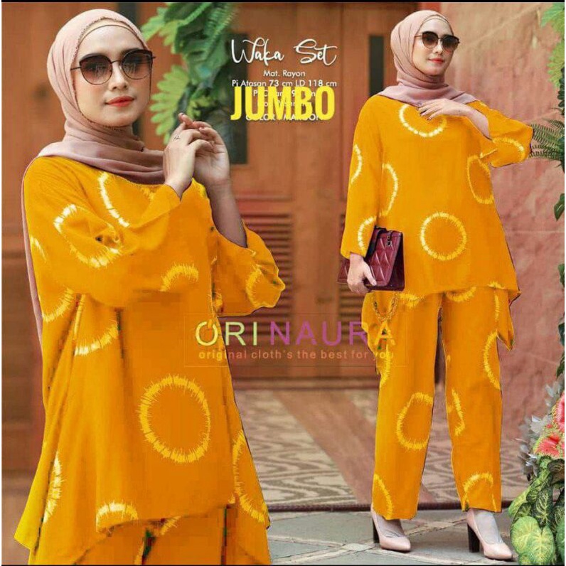 ANNAJA LAIKA SET TUNIK setelan tunik Rayon Premium celana kringkel