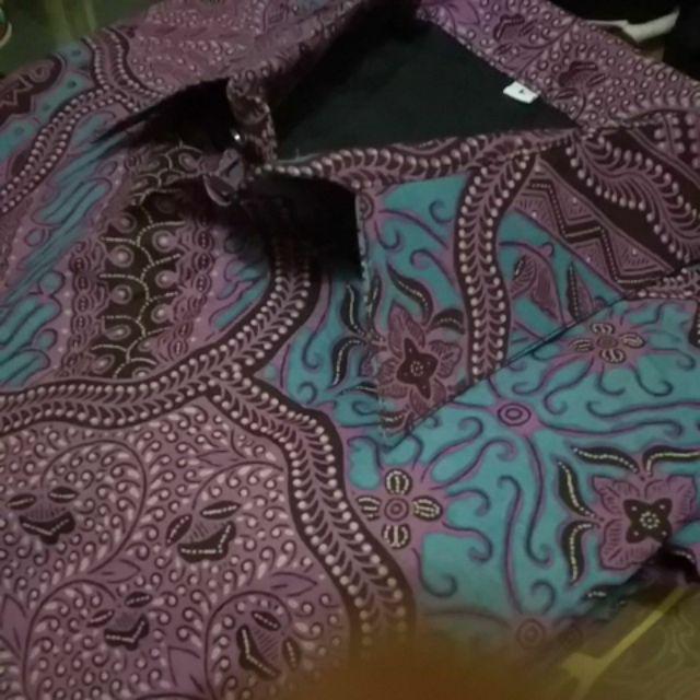 Kereta Kencana Ungu Kemeja Batik Pria Lengan Panjang Full Furing Reguler Fit