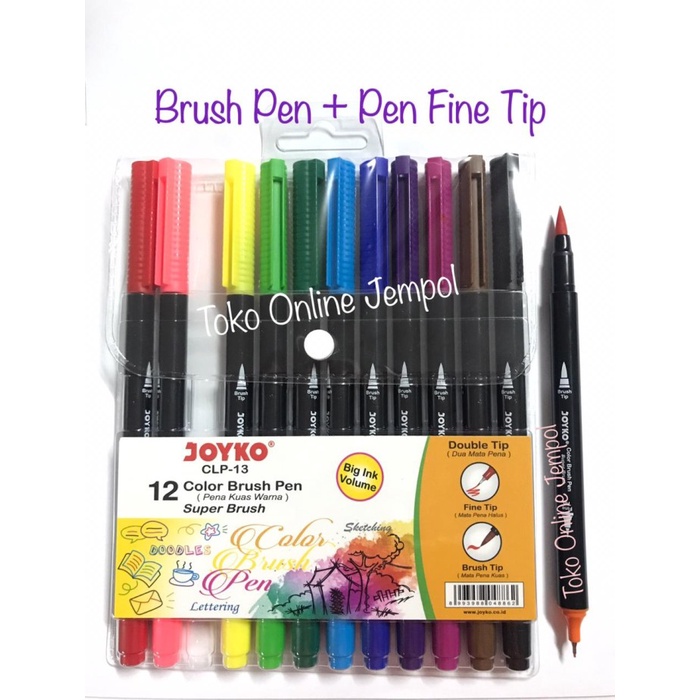 

kaligrafi-perlengkapan- double tip brush pen pena fine joyko clp-13 kuas lettering atk1120jy