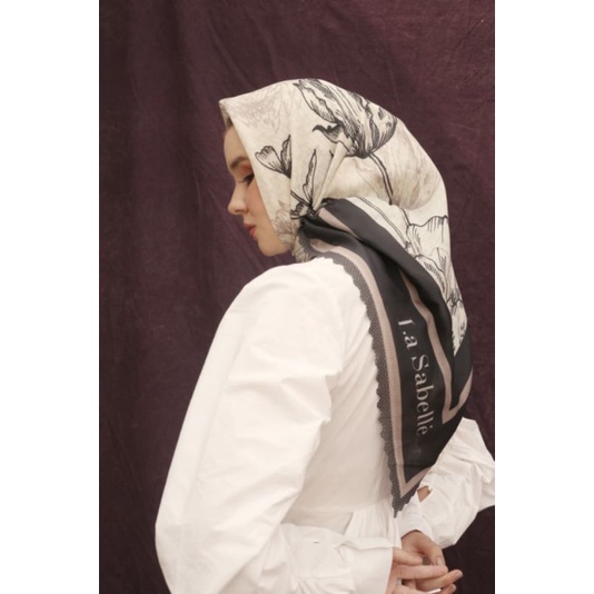 La Sabelle - The Essential Reborn Scarf Black Flower Accent