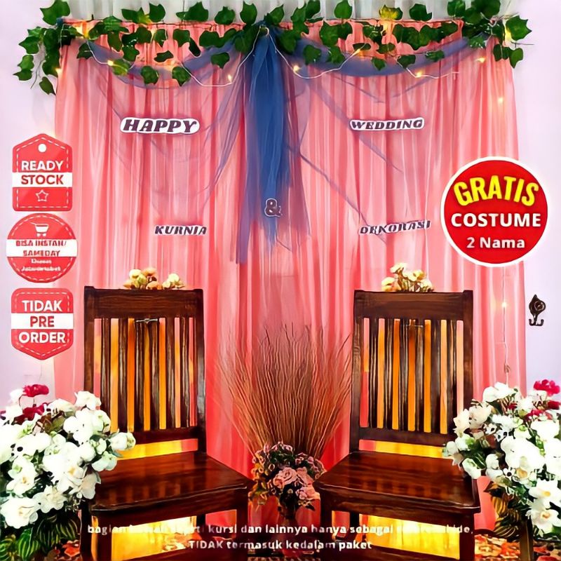 Backdrop Dekor Dekorasi PhotoBooth Hiasan Lamaran Tunangan Akad Nikah Aqiqah Wedding Rustic Paket 01
