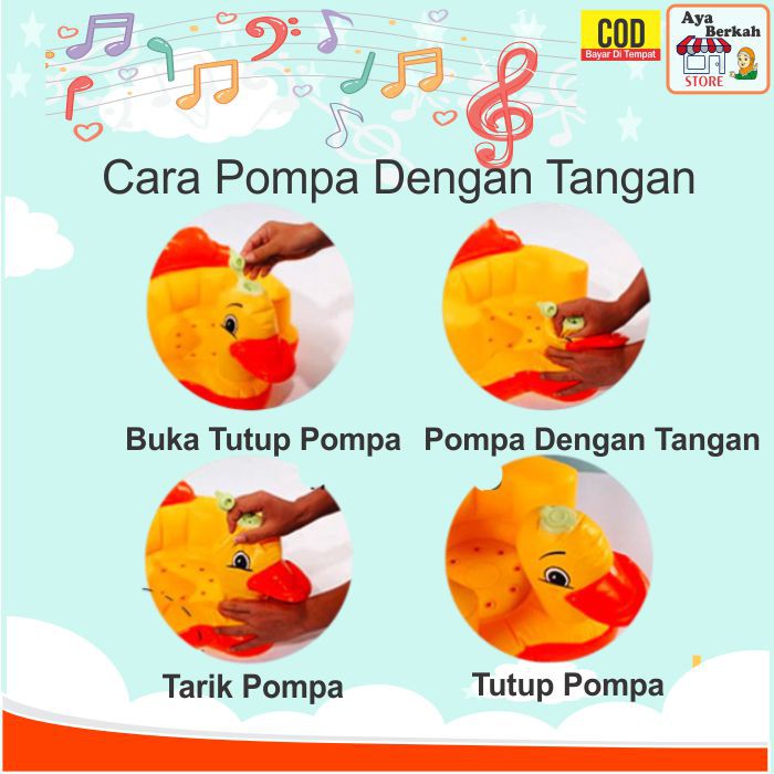 Sofa Kursi Makan Bayi belajar duduk balon Baby Chair Model Tiup Bebek Dengan Music Musik