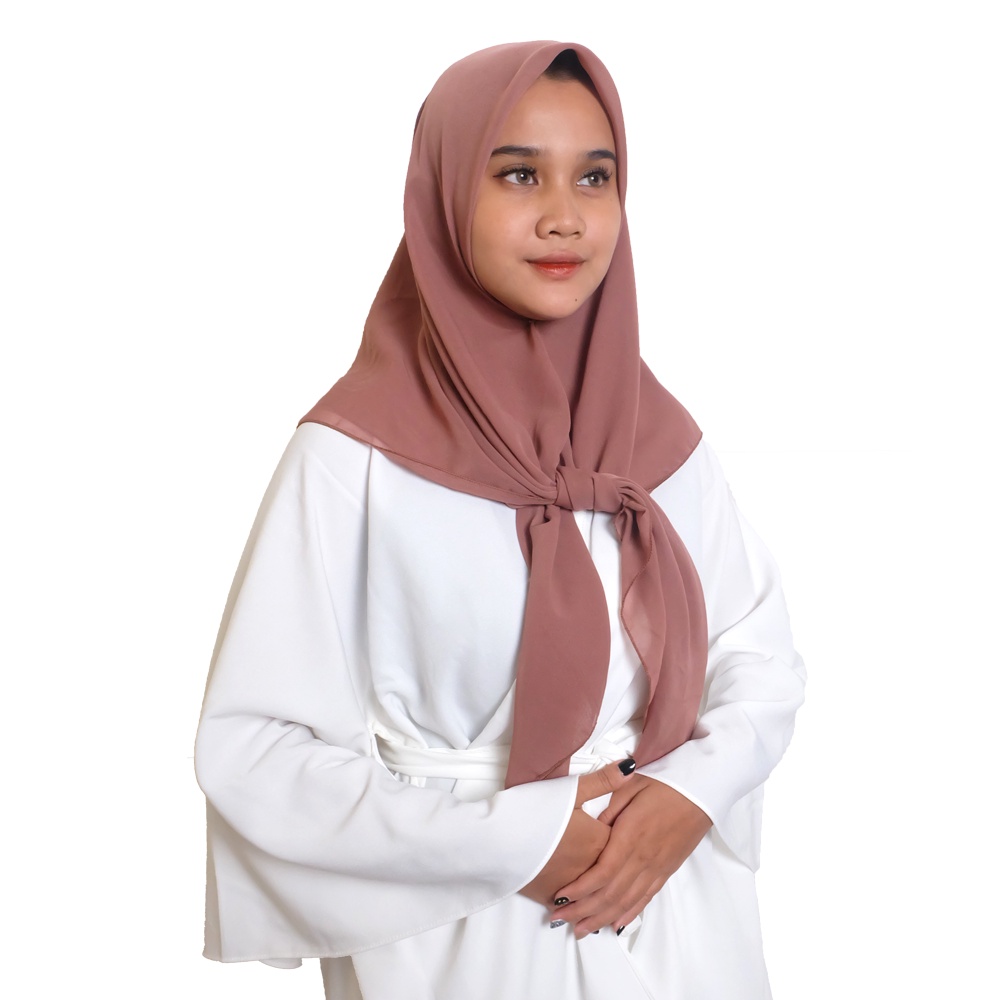 Maula Hijab - Kerudung Segi Empat Bella Square Jilbab Segiempat Paris Polos Premium-Mocca