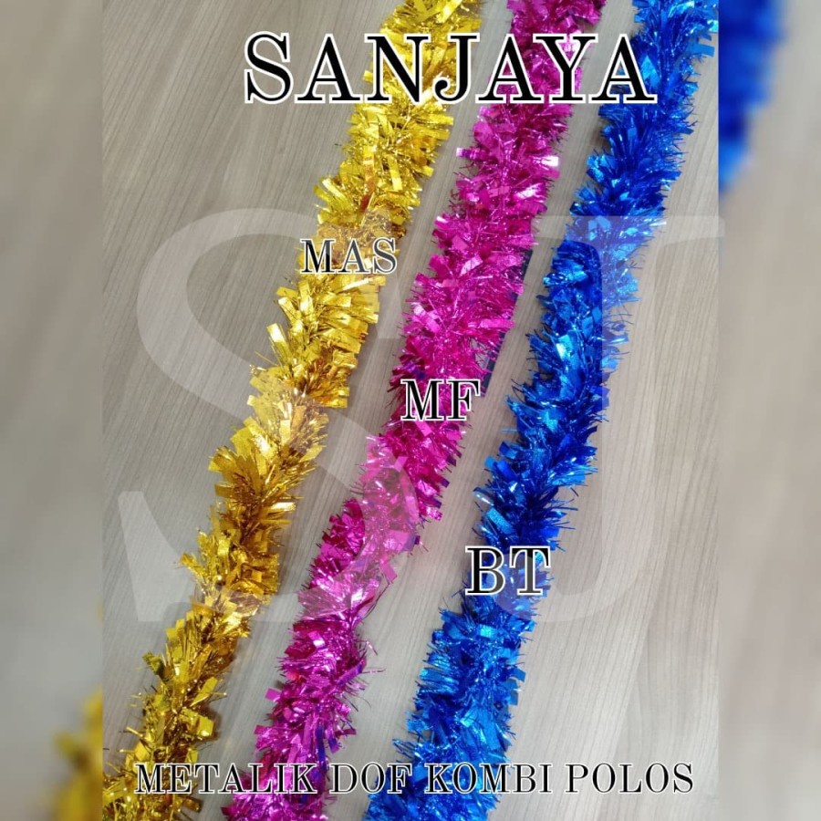 Slinger / Tinsel / Rumbai Hiasan Pohon Natal Warna Warni / Garland Tinsel / Slinger Metalik Dof Kombi Polos