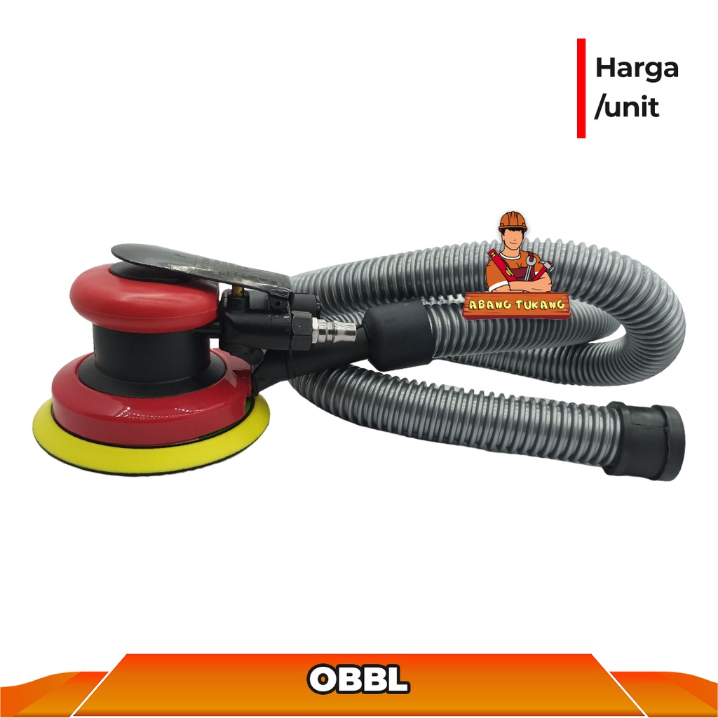 Air Orbital Sander 5" OBBL Amplas Bulat Angin Polisher With Vacuum