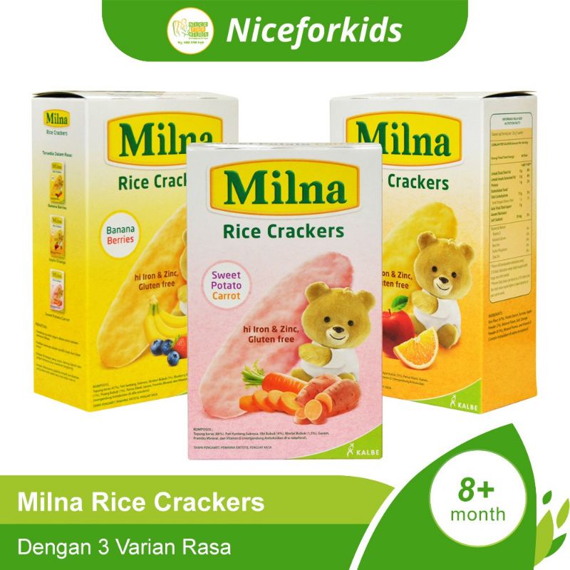 

Milna Rice Crackers 20gr Rasa Banana Berries / Apple Orange / Sweet Potato Carrot