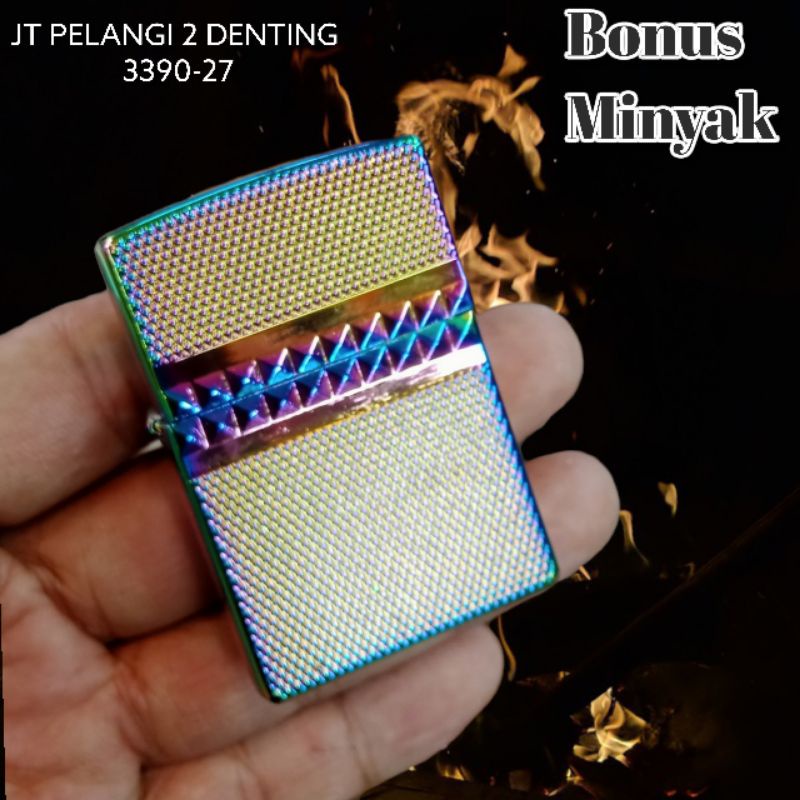 KOREK API MINYAK SIAP NYALA DUA DENTING WARNA PELANGI 3390-27