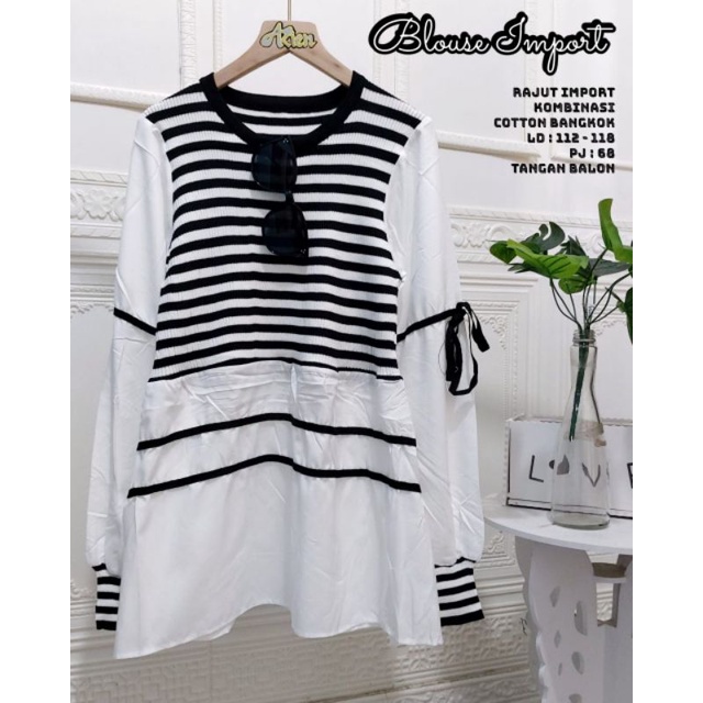 blouse wanita bahan rajut import mix katun import ukuran allsize ld 110