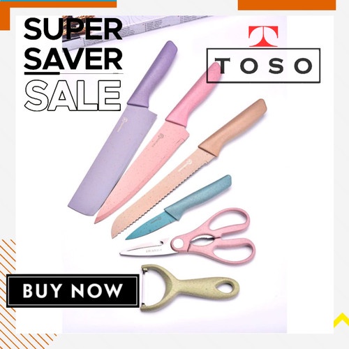 SET PISAU DAPUR 6 IN 1 EVCRIERH CORRUGATED KITCHEN KNIFE SET ER-0278 diskon