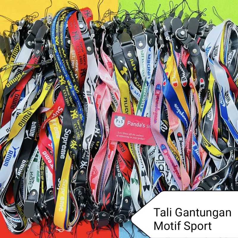 Tali Gantungan Sport Branded 2in1 / Gantungan Motif Smartphone