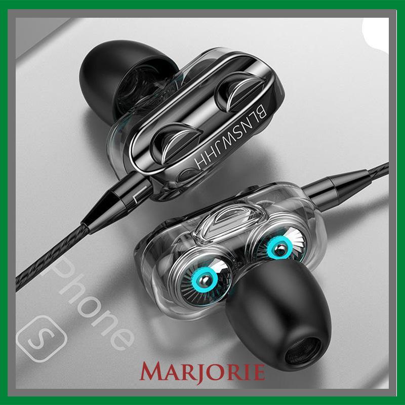 Headphone/Earphone In/Ear Stereo 4D Super Bass Dengan Mic + Kabel Jack 3.5mm Untuk Olahraga-Type Sport-MJD