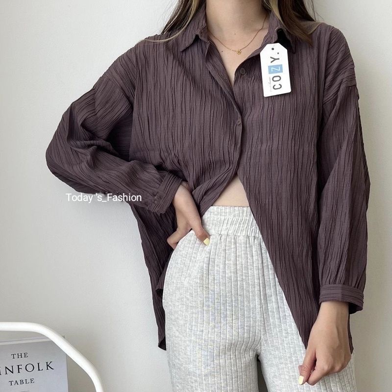 Premium Kemeja Wanita Oversize - Basic Shirt Kemeja Polos Ha-ri Shirt.