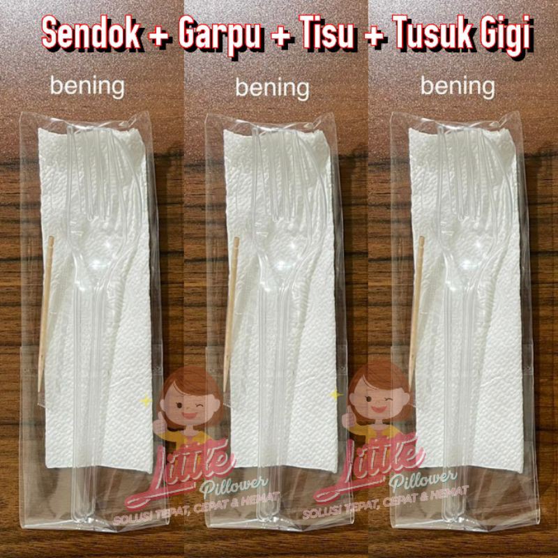 (SENDOK CATERING SET BENING) 1set SENDOK GARPU TISU TUSUK GIGI Terlengkap Kualitas Super