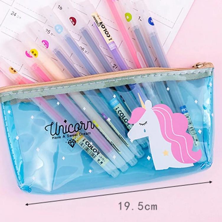 

[KODE PRODUK H00DH3570] [UBIMARU] UNICORN TRANSPARENT PENCIL CASE - TEMPAT PENCIL TRANSPARAN - UNICORN BAG