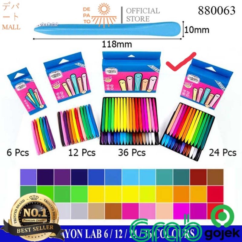 Triangular Crayon isi 36 non toxic waterproof tahan lama dan lebih awet