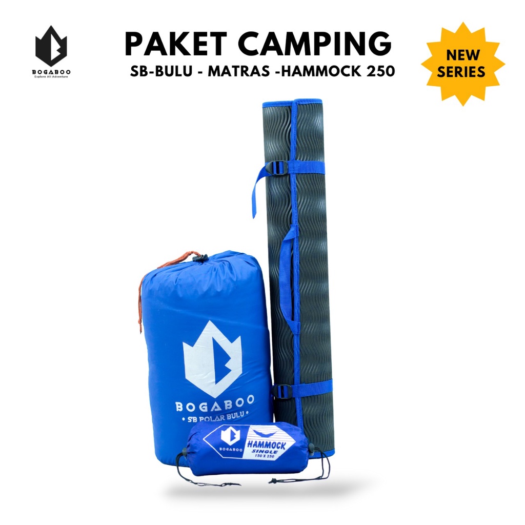 Paket Hemat - Sleeping Bag Polar Bulu BOGABOO + Matras Gunung + Hammok Single - Kantung Tidur