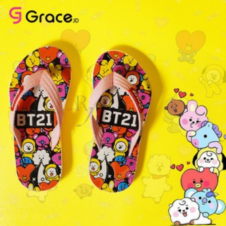 GRACE [NOIR BT 26-35] Sandal Anak Perempuan BT Tipis/ Sandal japit Anak Cewek Karakter/ Sandal Kartun