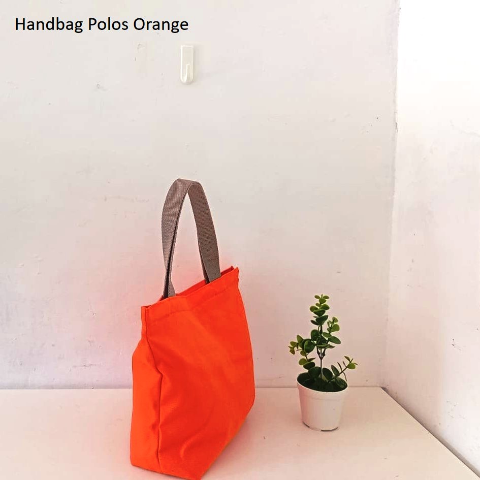 HANDBAG TAS JINJING KANVAS POLOS WARNA ORANGE RIENS COLLECTIONS