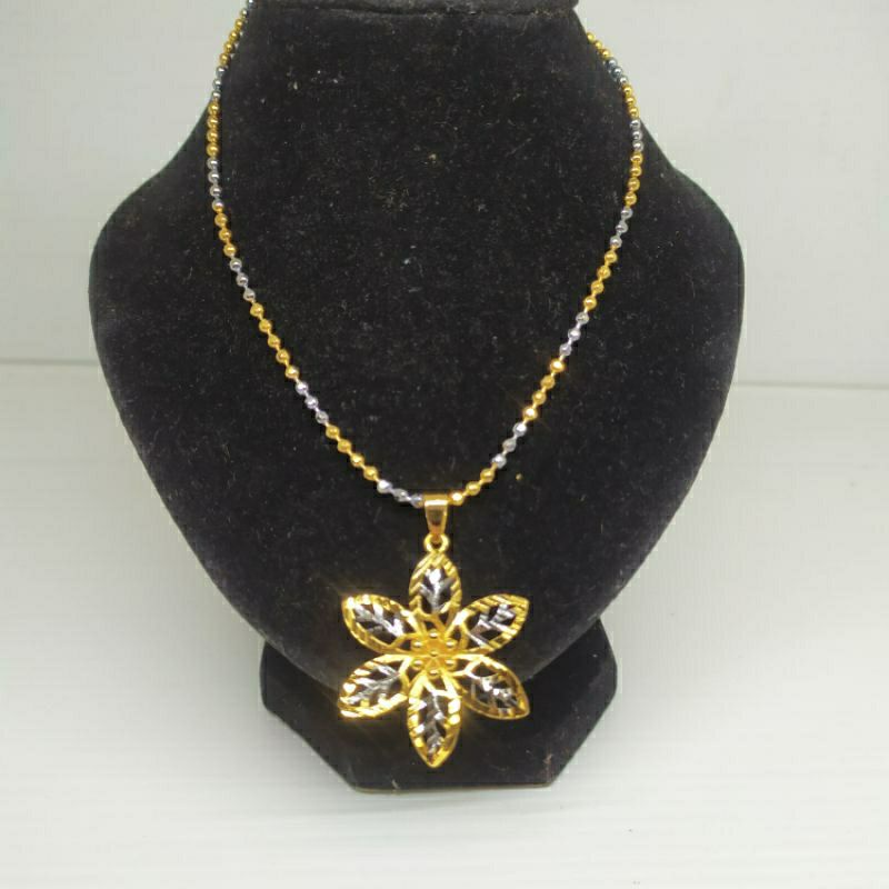 Kalung Biji lada kombinasi set liontin bunga