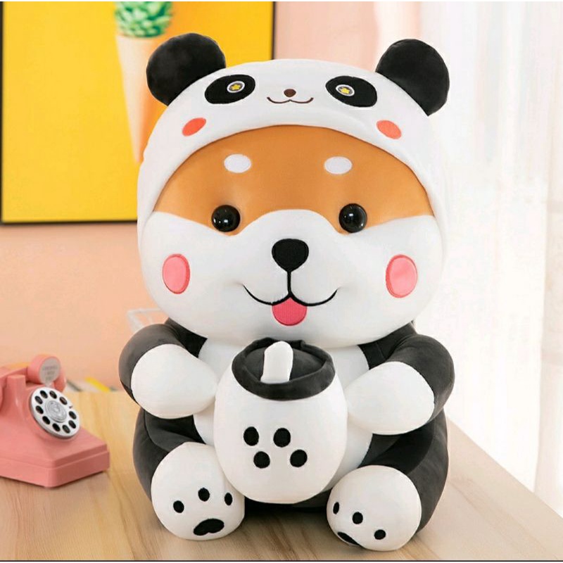 Boneka  Anjing Dog JUMBO Shiba Inu costum Panda mimi Boba.