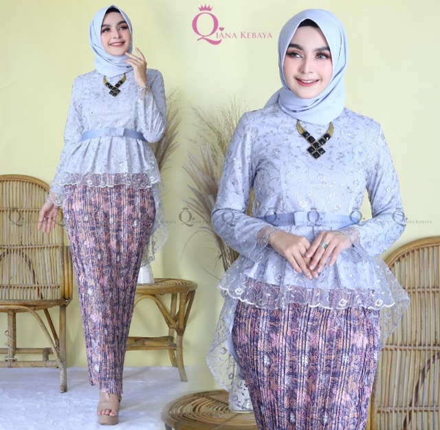 Setelan Aorora Tille Pinguin 3D bordir / kebaya wisuda / kebaya seragaman / brides / pesta // Setelan Kebaya Pesta Moderen Terbaru // Atasan Kebaya Tille // Kebaya Pinguin Bahan Tille Lembut