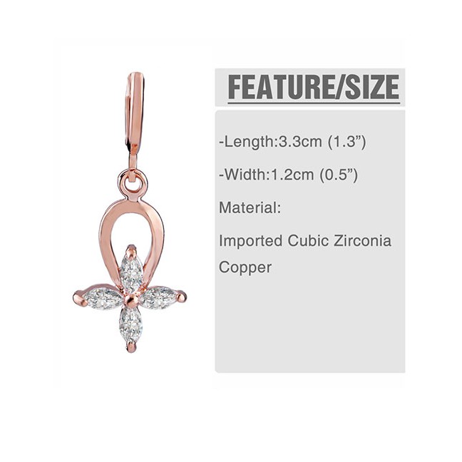 LRC Anting Tusuk Fashion Rose Gold Flower Earrings F58739