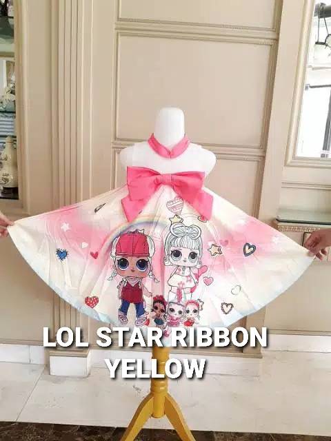 81092 LOL RIBBON MUSIC RED BLUE PINK / GAUN PESTA ANAK PEREMPUAN / DRESS LOL IMPORT KOREA MURAH LUCU