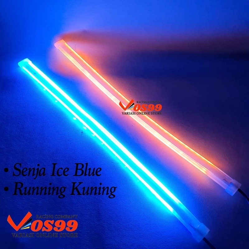 lampu Alis LED slim alis DRL fleksibel waterproof 12V uk 30cm 2 mode running motor mobil