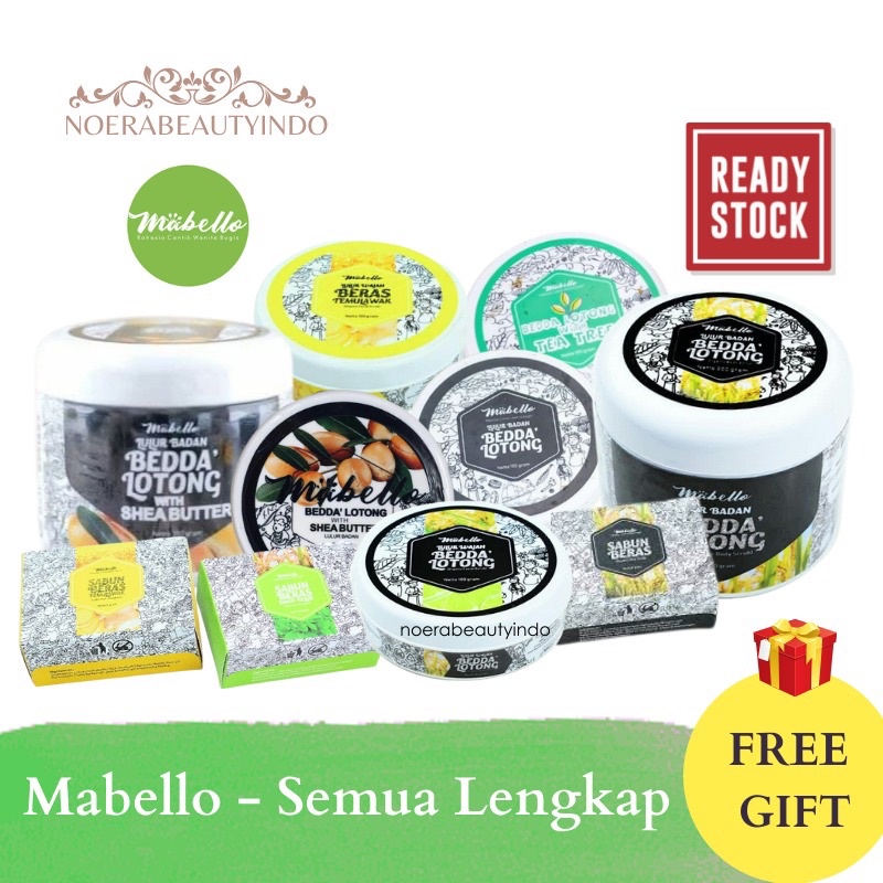 MABELLO BEDDA LOTONG ASLI BUGIS, LULUR REMPAH MASKER TEMULAWAK, SHEA BUTTER, SABUN BERAS HITAM KELOR