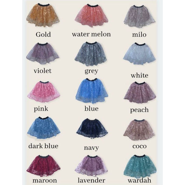 (FREE SCRUNCHIE TILLE) ROK ANAK TILLE GLITTER PREMIUM/ROK ANAK 2-5 TAHUN/ROK TILE