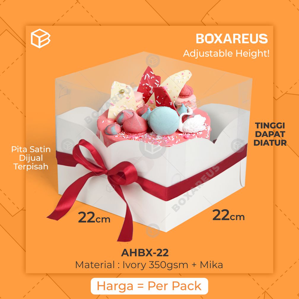 Box Mika kotak Kue Atur Tinggi Kemasan Cake Packaging | AHBX 22 - Brown