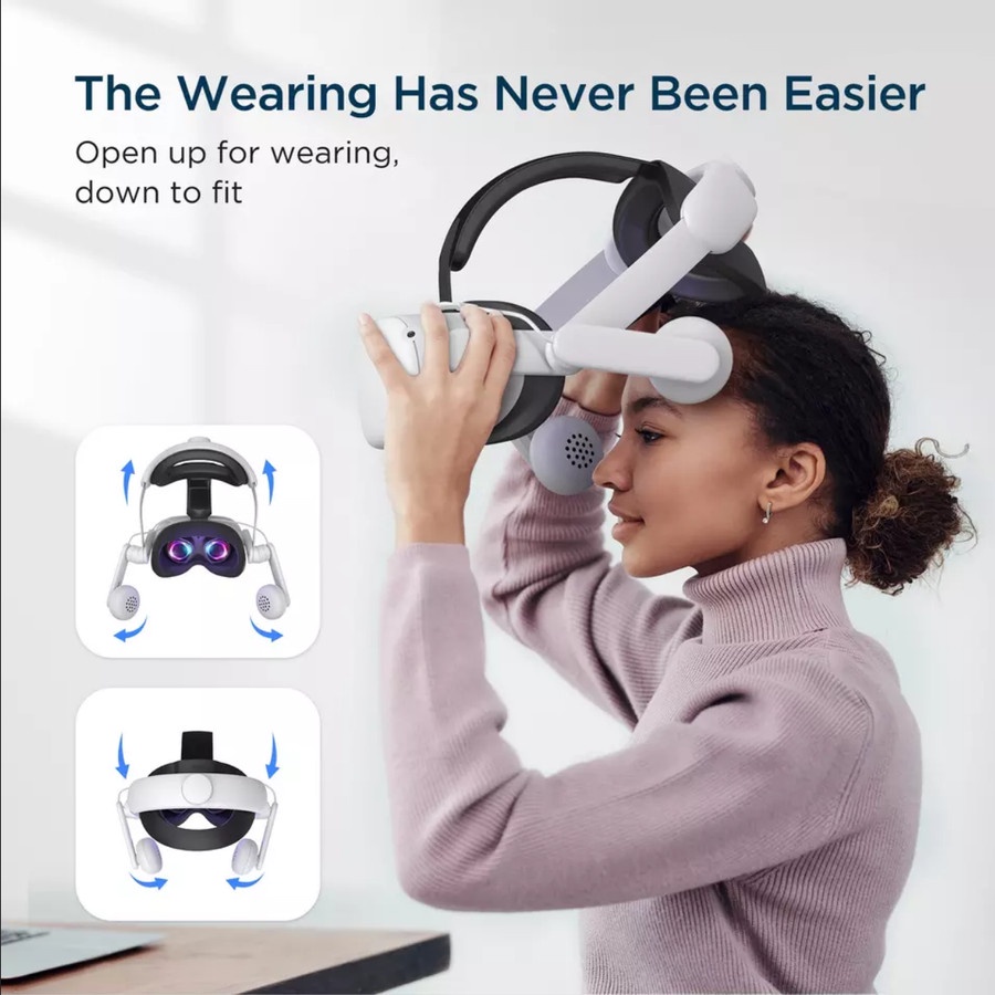 KIWI design On-ear Audio Head Strap with Headphones for Oculus Quest 2