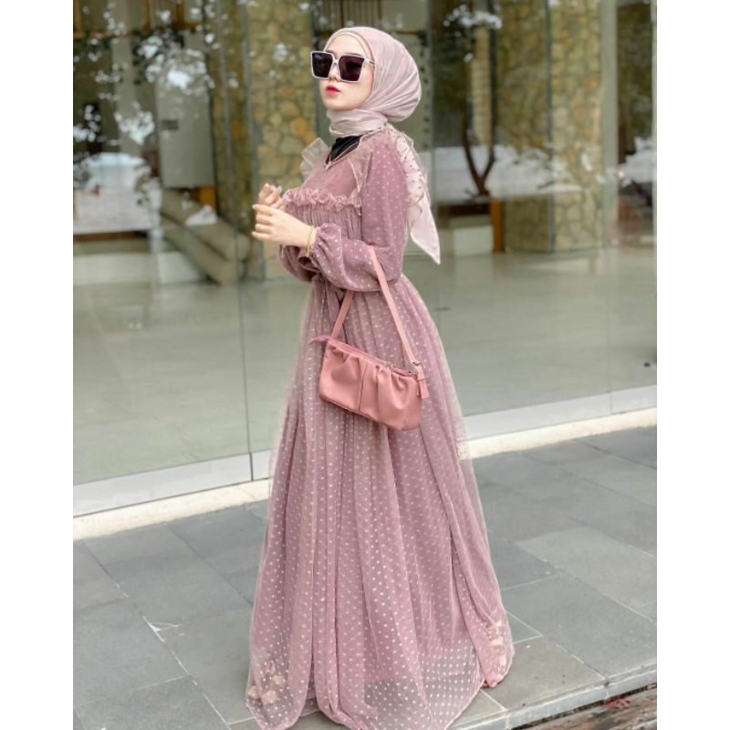 daisy dress tile dot premium dotty dress isyana dress gamis kondangan asmirandah nadhira