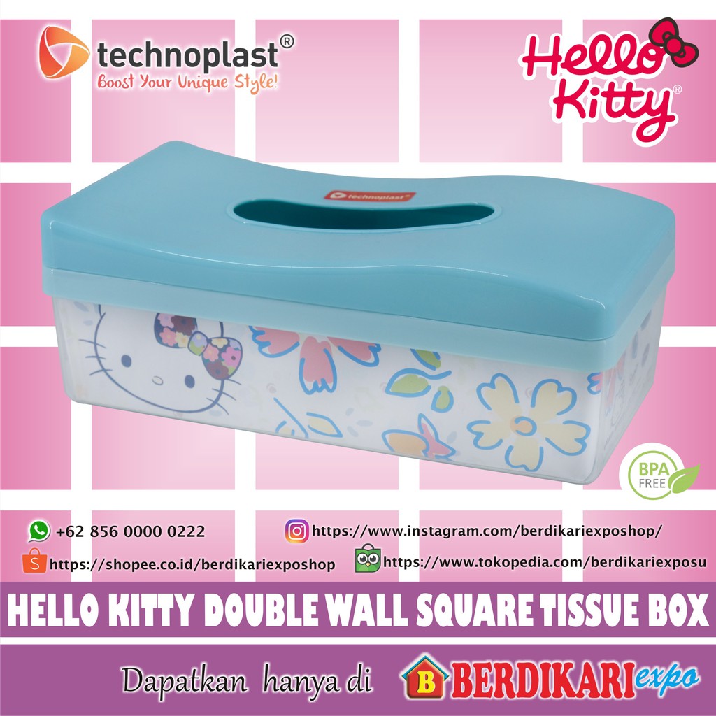 Jual TECHNOPLAST HELLO KITTY DOUBLE WALL SQUARE TISSUE BOX Shopee
