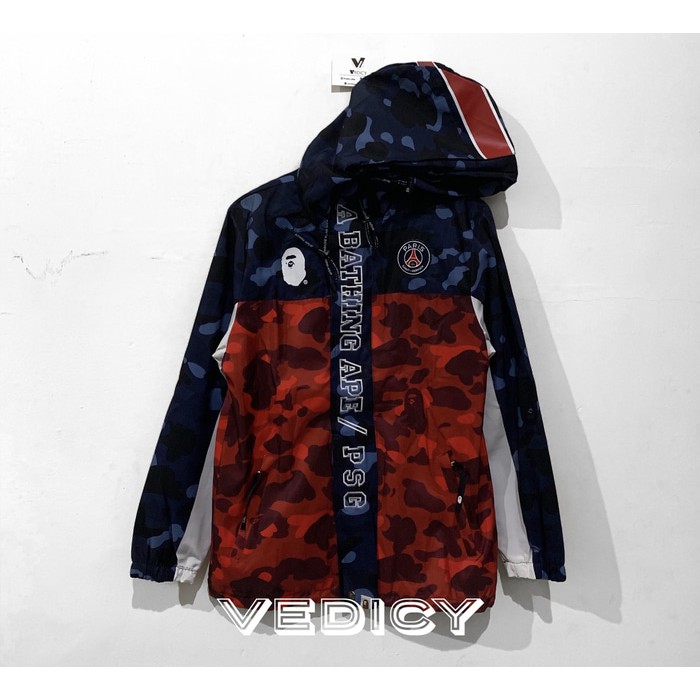 HOODIE JAKET BAPE x PSG LONG DOWN JACKET NAVY SUPER MIRROR 1:1 ORI