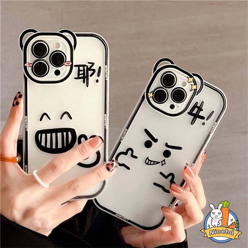 Soft Case Pelindung Penuh Desain Ekspresi Lucu Untuk Compatible for iPhone 14 13 12 11 Pro Max X Xr Xs Max iPhone 8 7 6 6s Plus SE 2020 Funny Expression Clear Mobile Phone Case Full Cover Straight Edge Soft Shell Phone Protective Cover