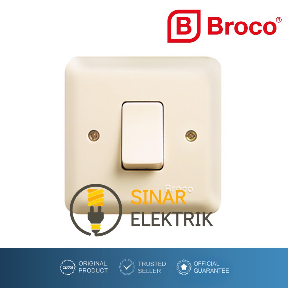 Saklar Lampu Rumah BROCO New Gee Engkel Krem - 1 Jalur IB Inbow Grosir SNI