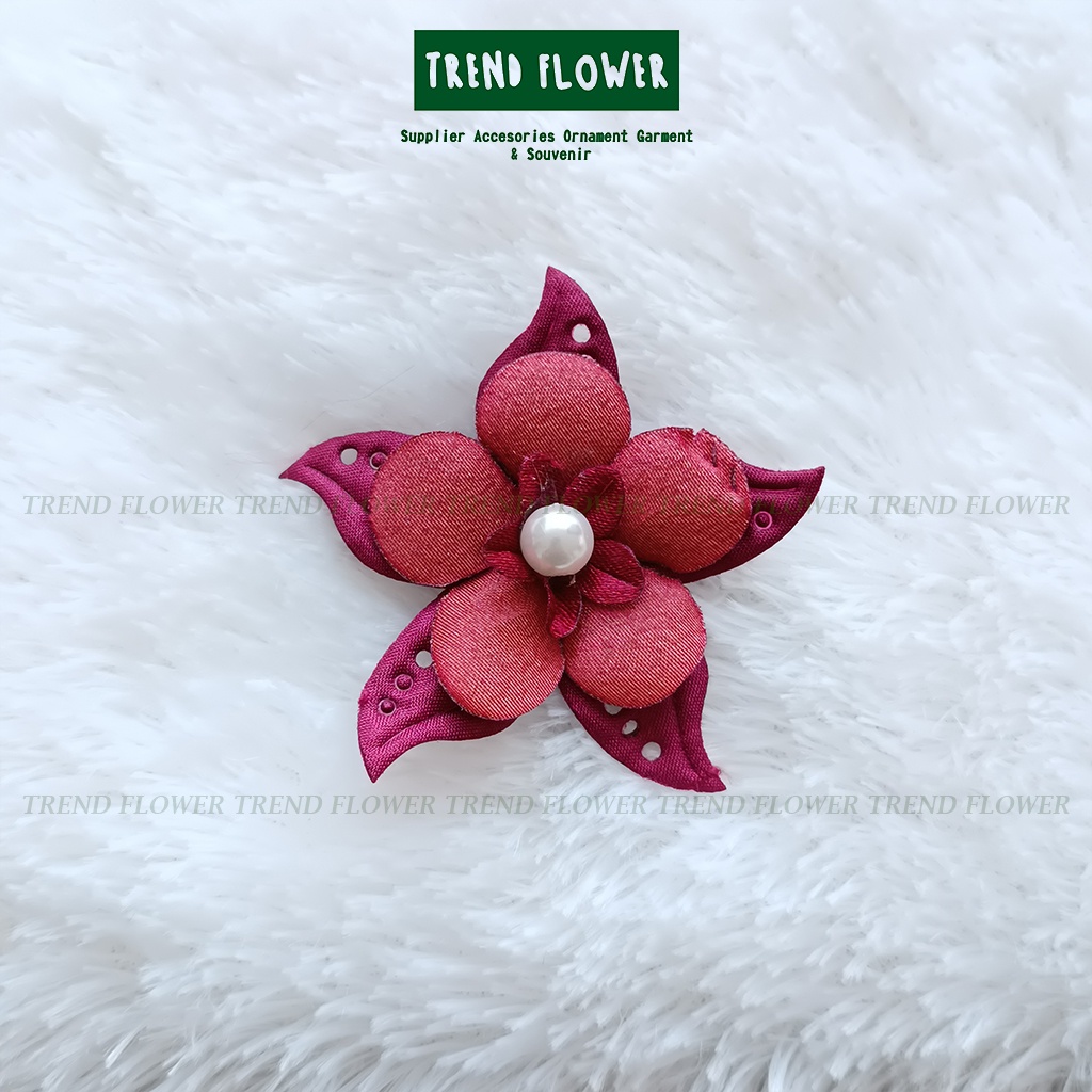 bunga kain merah pita kecil aksesoris hiasan seserahan souvenir pernikahan murah