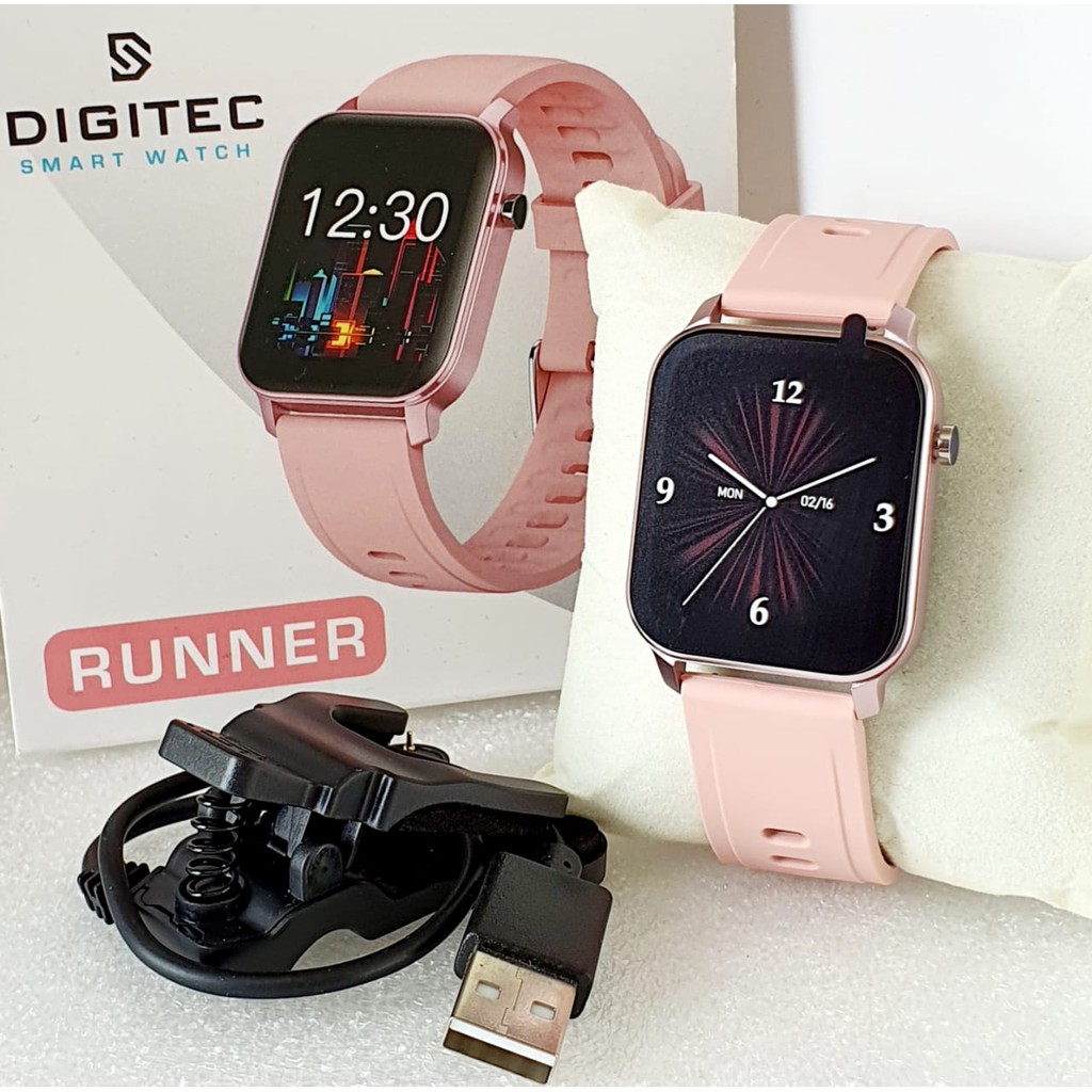 smartwatch digitec runner warna pink original