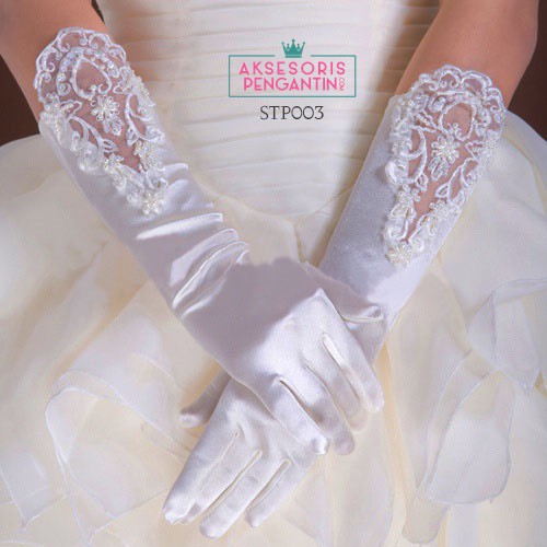 [BISA COD] SARUNG TANGAN PENGANTIN PANJANG WEDDING GLOVES AKSESORIS PESTA STP003