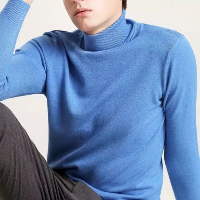 Sweater rajut pria turtleneck model korea