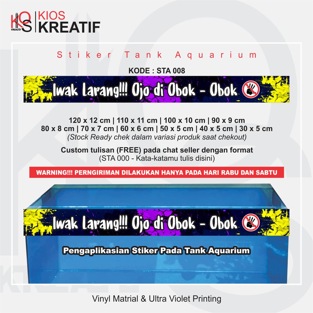 Stiker Tank Aquarium "IWAK LARANG OJO DI OBOK-OBOK"
