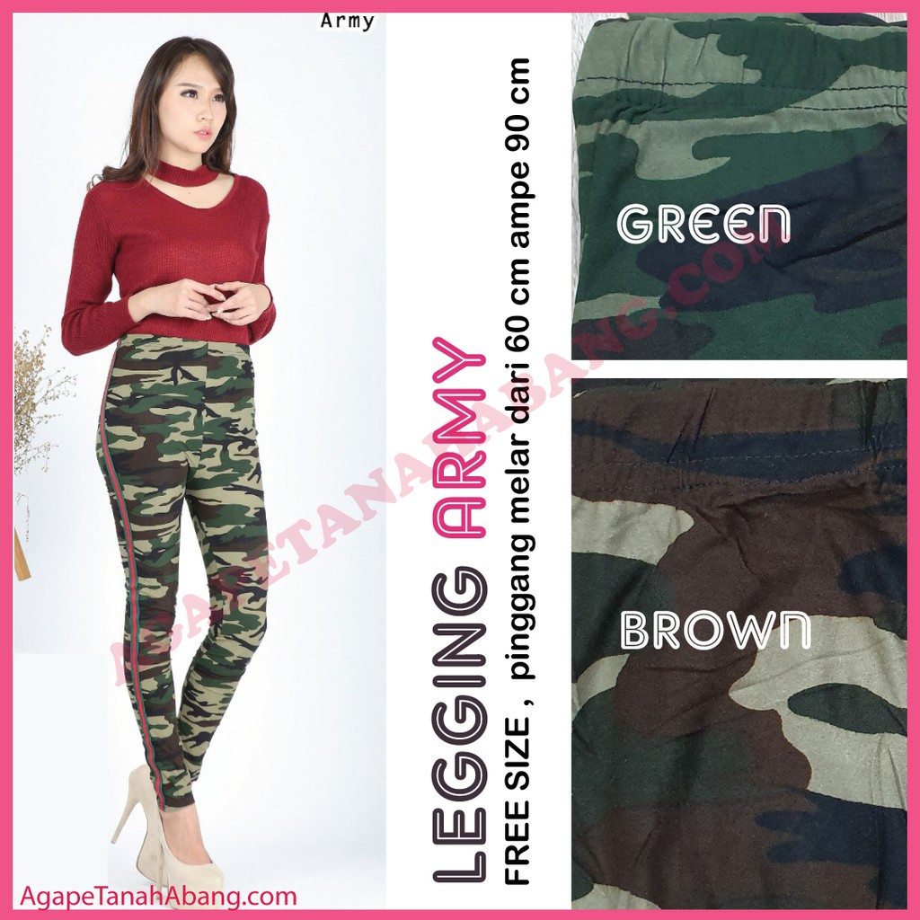 legging Army Wanita Jumbo / Leging Army Wanita / Legging Lis Army Wanita Jumbo / Agape