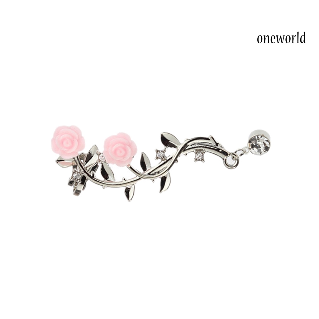 OW@ Earrings Beautiful Climber Crawler Rose Flower Branch Earrings