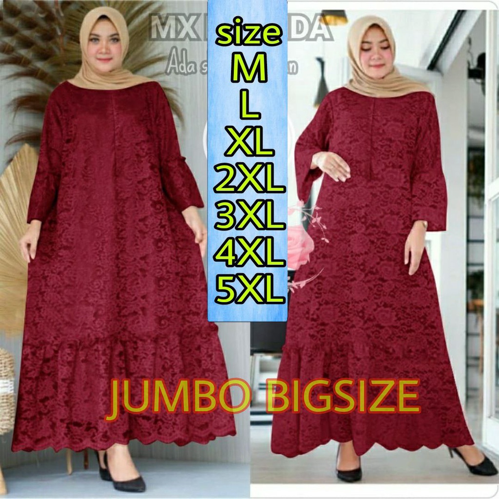 indobest MX BELINDA JUMBO 5XL 4XL/3XL/2XL/XL/ BUSUI / BRUKAT GAMIS DRESS WANITA / BAJU PESTA LENGAN PJG