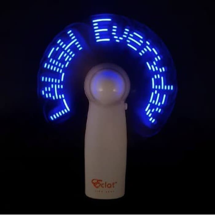 [ BISA COD] LED MINI FAN DENGAN PESAN SOUVENIR PERNIKAHAN HAPPY WEDDING ECLAT BIRU