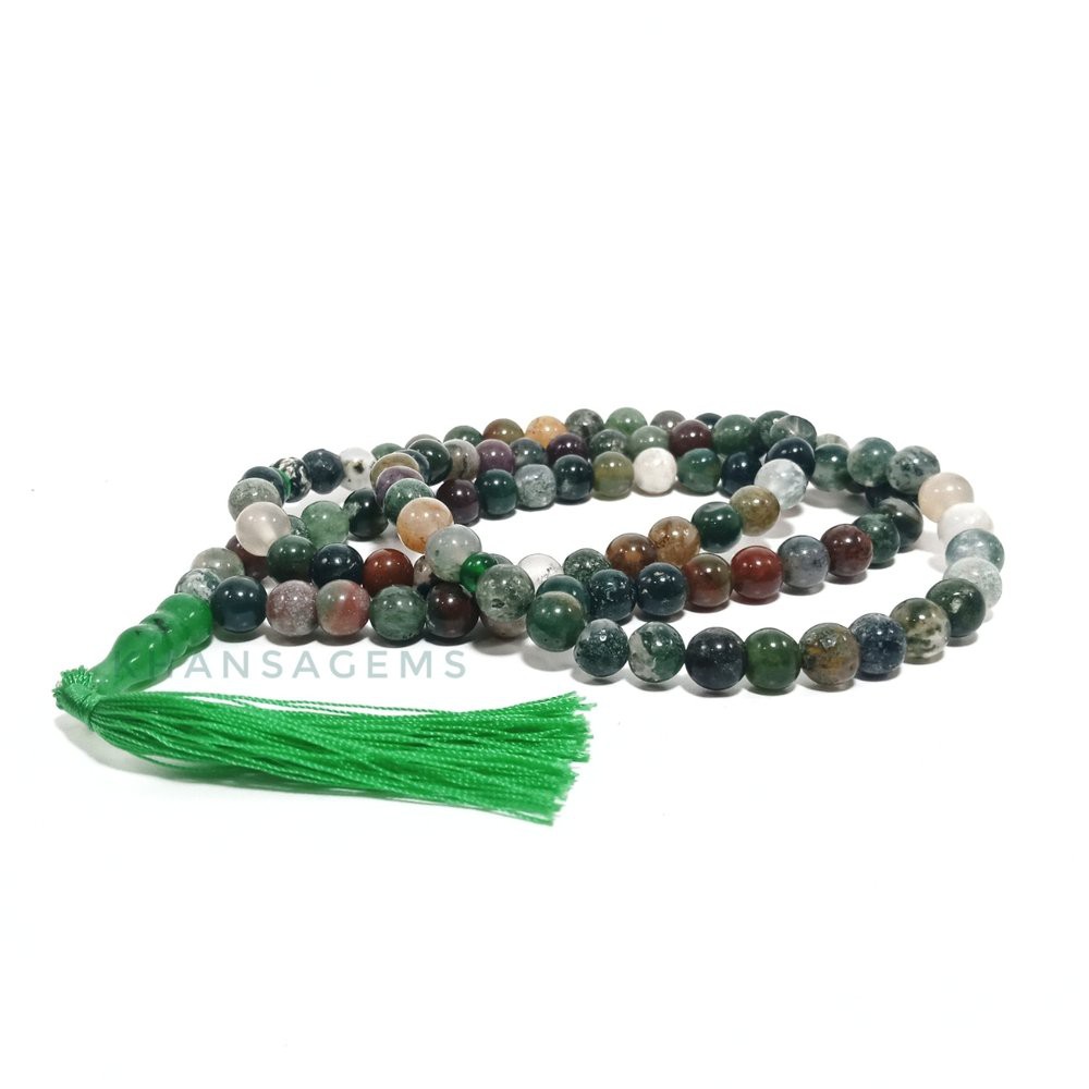 TASBIH BATU EKSKLUSIF NATURAL LUMUT AGATE DIM 8 MM ISI 99 BUTIR PERLENGKAPAN IBADAH SHOLAT DZIKIR FASHION MUSLIM