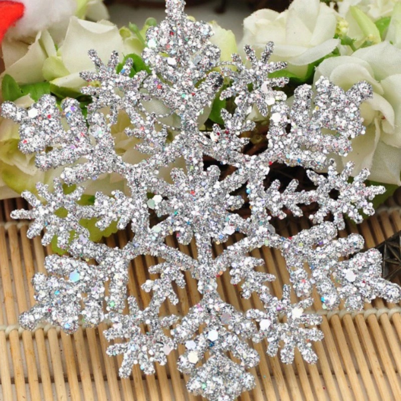 12 Pcs Christmas Glitter Snowflake Crafts Ornaments Christmas Decorative Hanging Ornaments